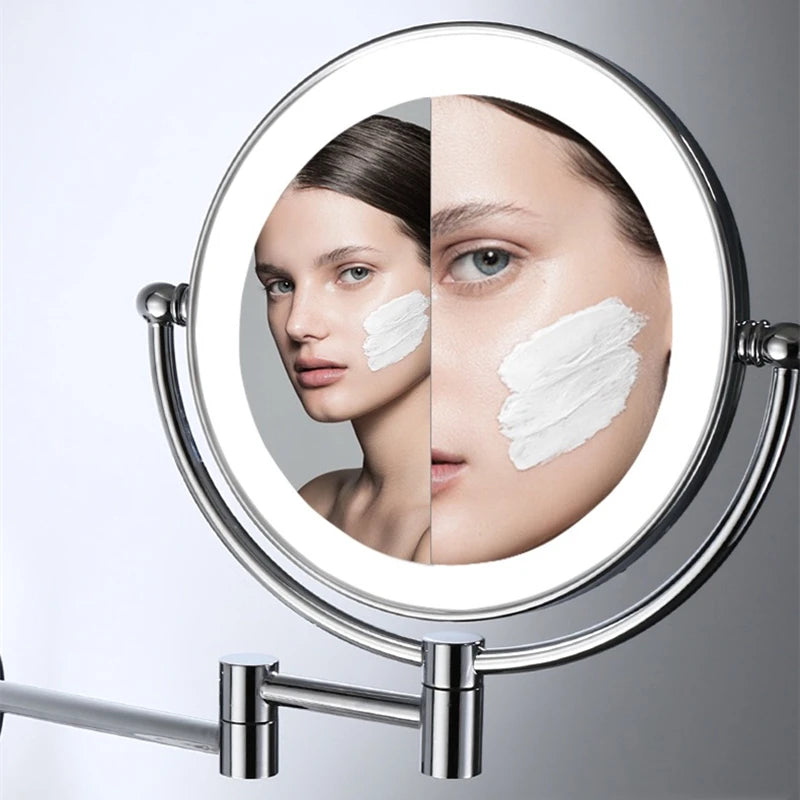 Silver Brass Dual Side Led Light Bathroom Mirror
