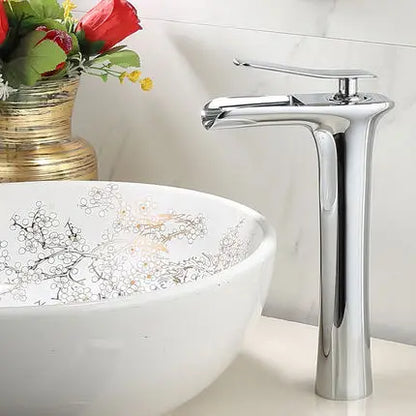 Basin Faucet Gold Waterfall Faucet Brass Bathroom Faucet