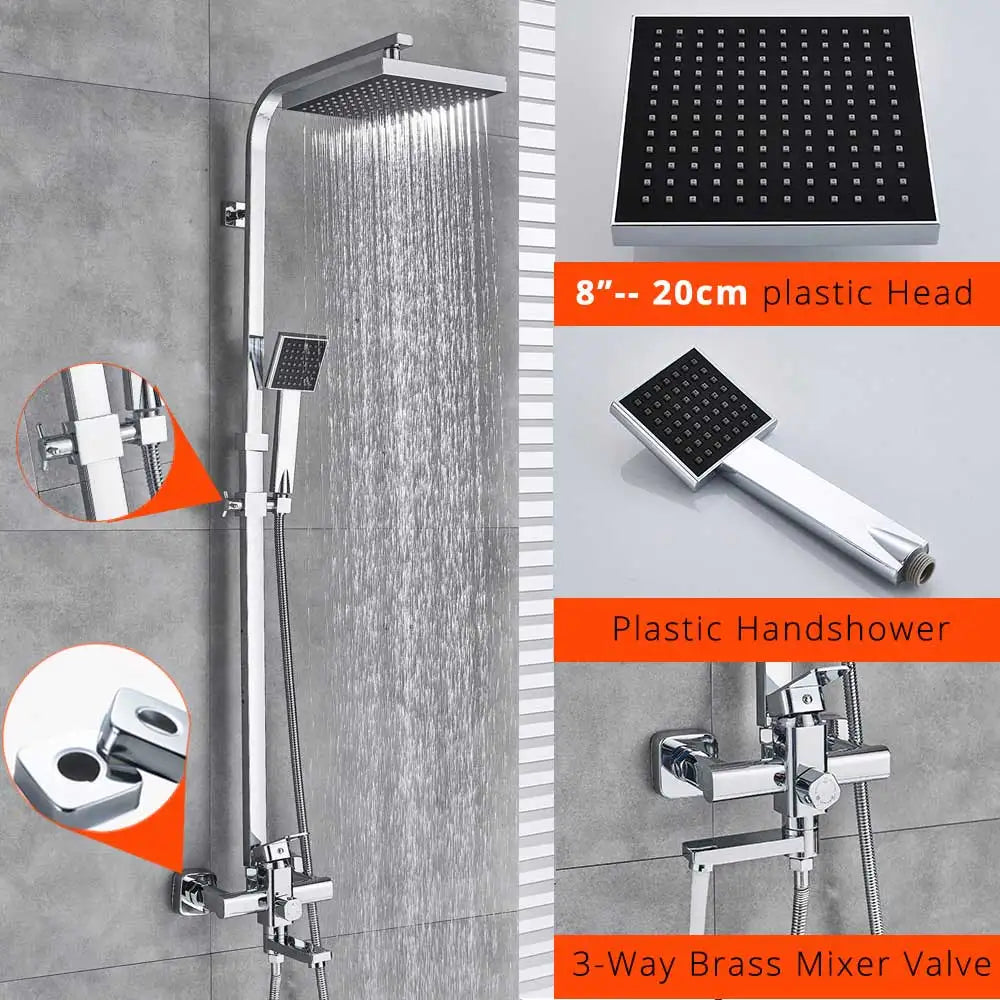 Uythner Bathroom Chrome/Black Shower Faucet Rotate Tub Spout