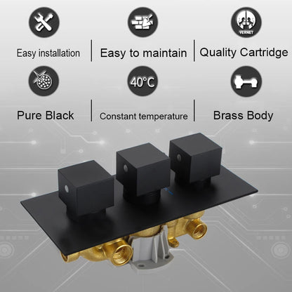 Matte Black Rain Waterfall Shower Thermostatic Mixer Bath