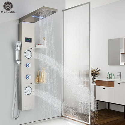 Led Light Shower Panel Waterfall Rain Digital Display