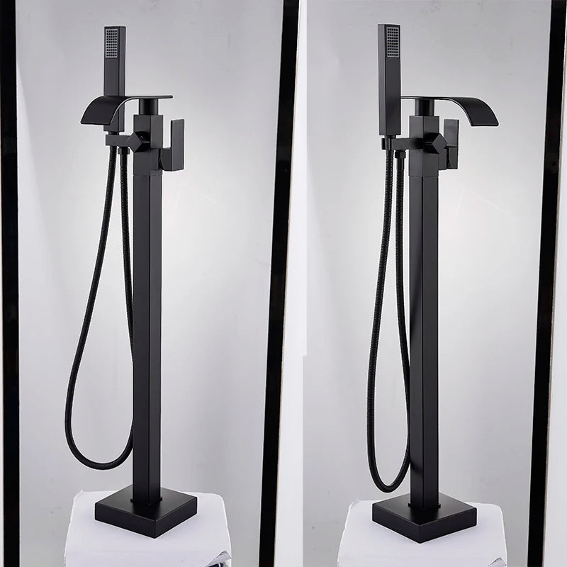 Shbshaimy Golden Floor Bathroom Bathtub Faucet Handshower Cold