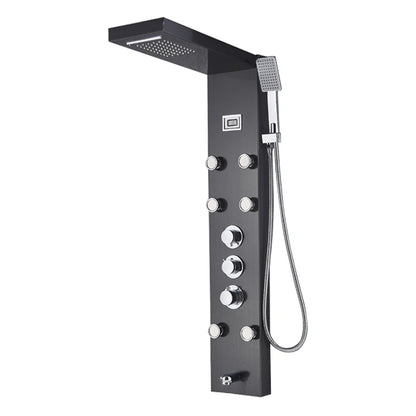 Black Bath Shower Thermostatic Mixer Shower Panel Rainfall