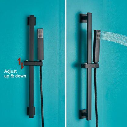 Rozin Matte Black Thermostatic Shower Faucet Wall Mount