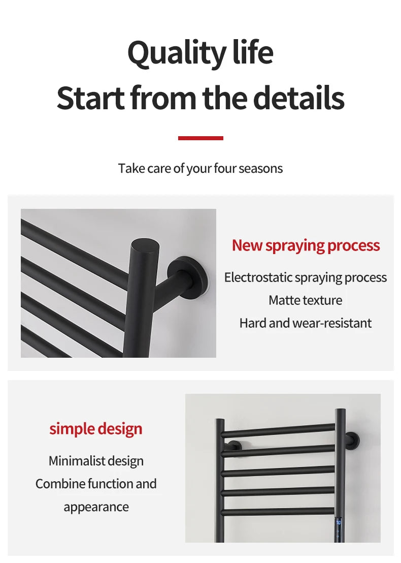 Smart Electric Towel Rack Stainless Steel Heated Towel