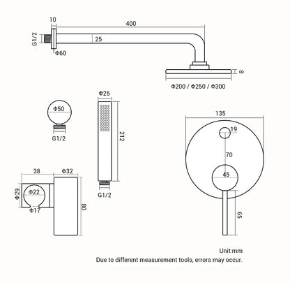 Shower System Wall Mount Bathroom Bath Faucet Brass