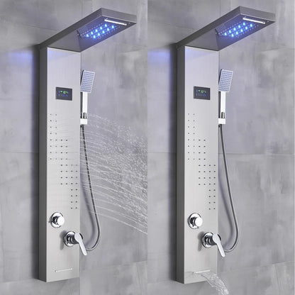 Black/Brushed Bathroom Shower Faucet Led Rainfall Head Shower