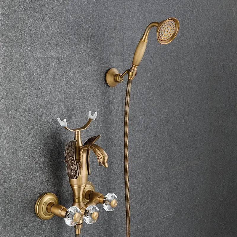 Luxury Golden Bathroom Swan Bathtub Faucet Wall Mounted