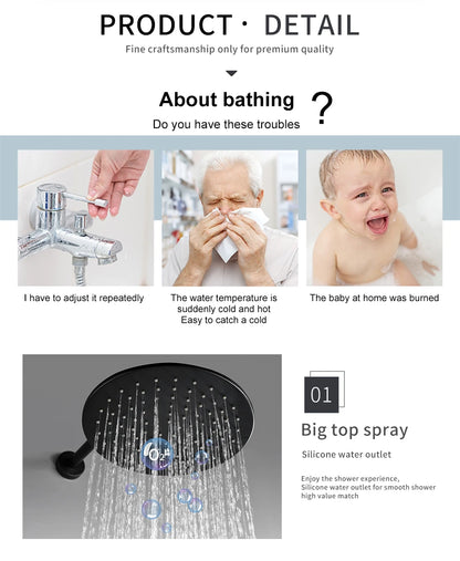 Bathroom Faucet Black Brass Built Installation Rain Shower