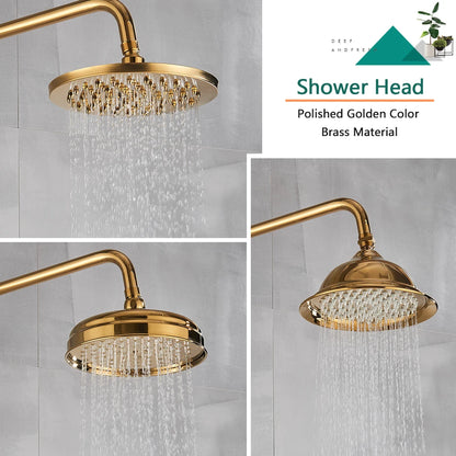 Rozin Gold Bathroom Shower Faucet Wall Mounted Brass