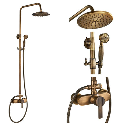 Antique Brass Shower Faucet Mixers Dual Handle Rainfall