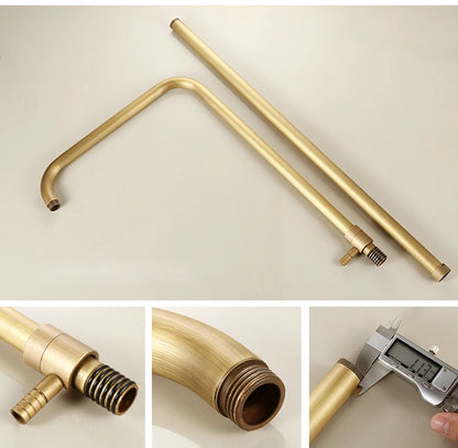 Antique Rain Shower Faucets Hand Brass Wall Mounted