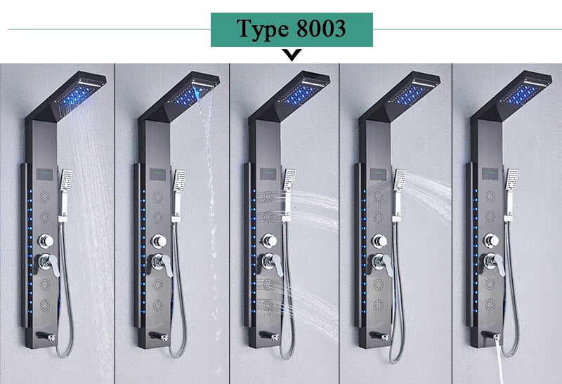 Luxury Led Shower Panel Spa Massage Jet Shower