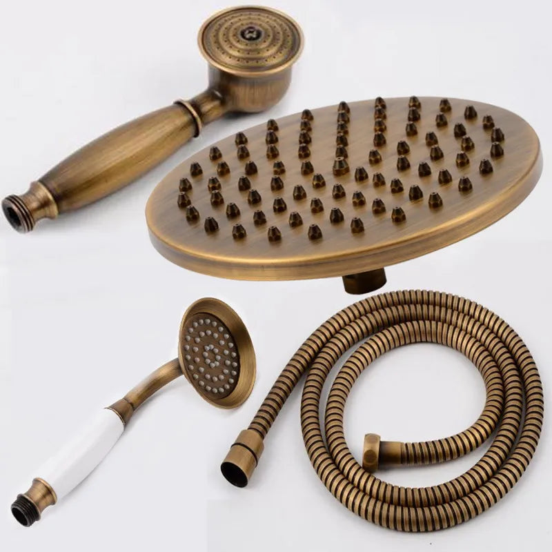 Antique Brass Bathroom Hand Shower Head Inch Round