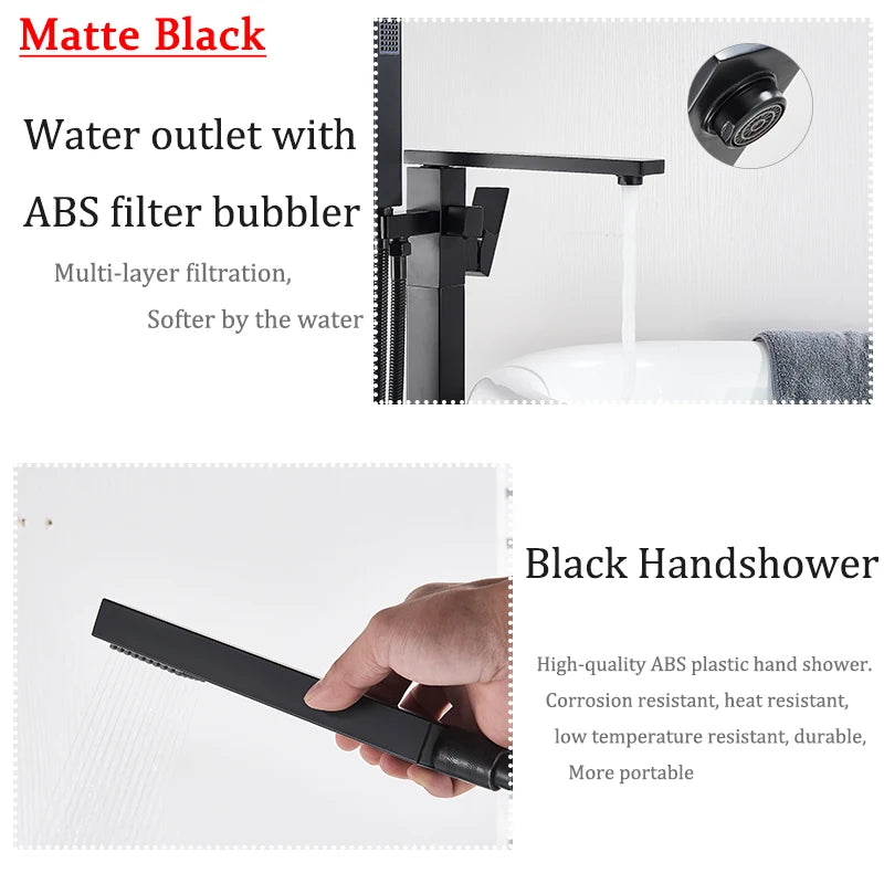 Shbshaimy Golden Floor Bathroom Bathtub Faucet Handshower Cold