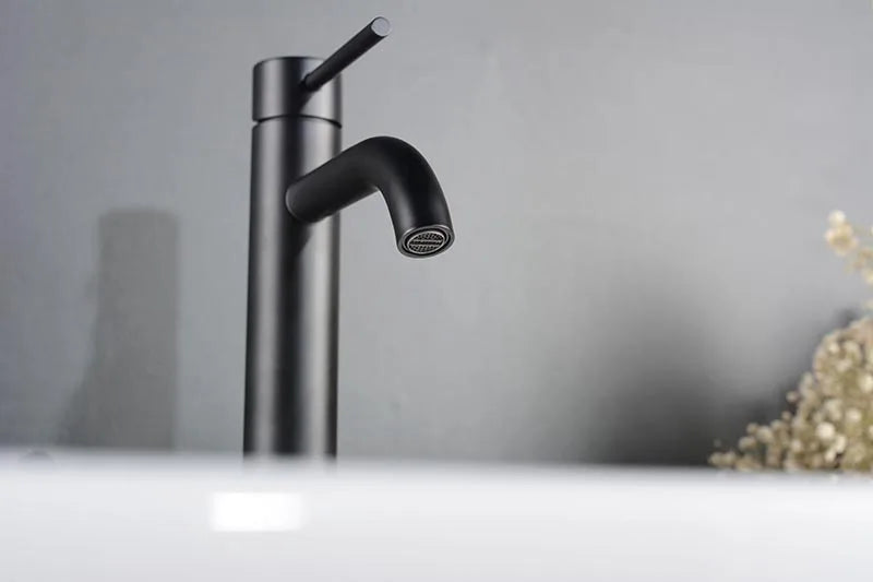 Brushed Rose Gold Bathroom Sink Faucet Deck Mounted