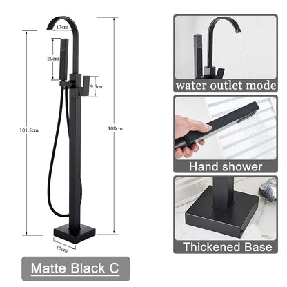 Shbshaimy Golden Floor Bathroom Bathtub Faucet Handshower Cold