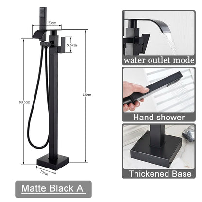 Shbshaimy Golden Floor Bathroom Bathtub Faucet Handshower Cold