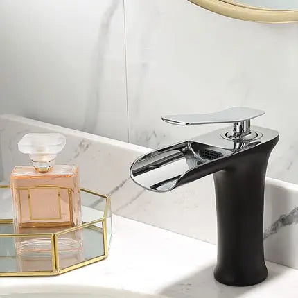 Basin Faucet Gold Waterfall Faucet Brass Bathroom Faucet