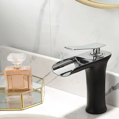 Basin Faucet Gold Waterfall Faucet Brass Bathroom Faucet