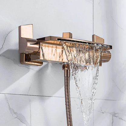 Tuqiu Rose Gold Bathtub Shower Faucet Brass Bathtub
