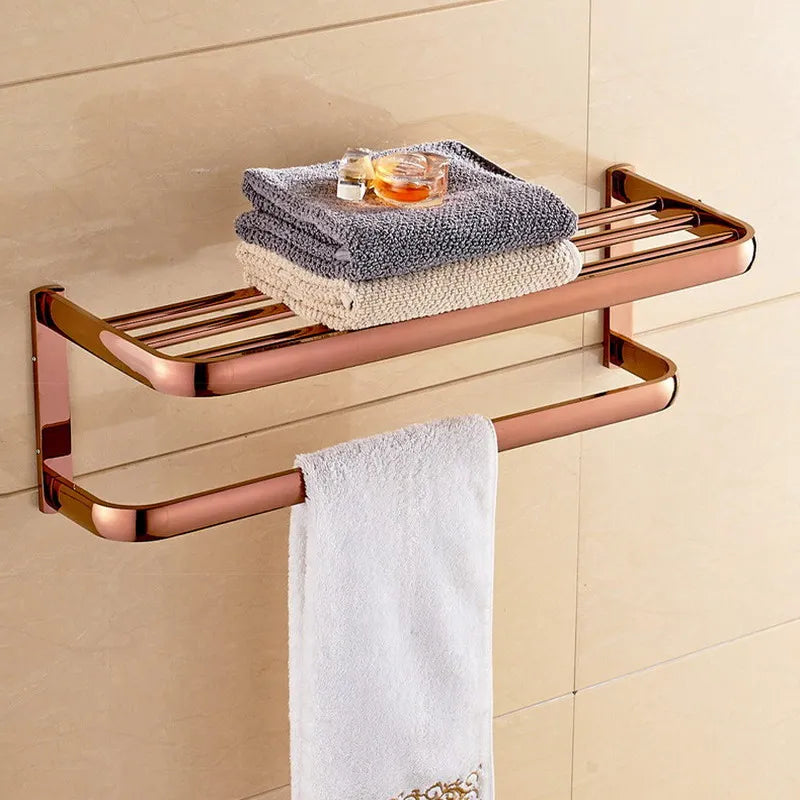 Rose Gold Double Towel Bars Bathroom Towel Ring