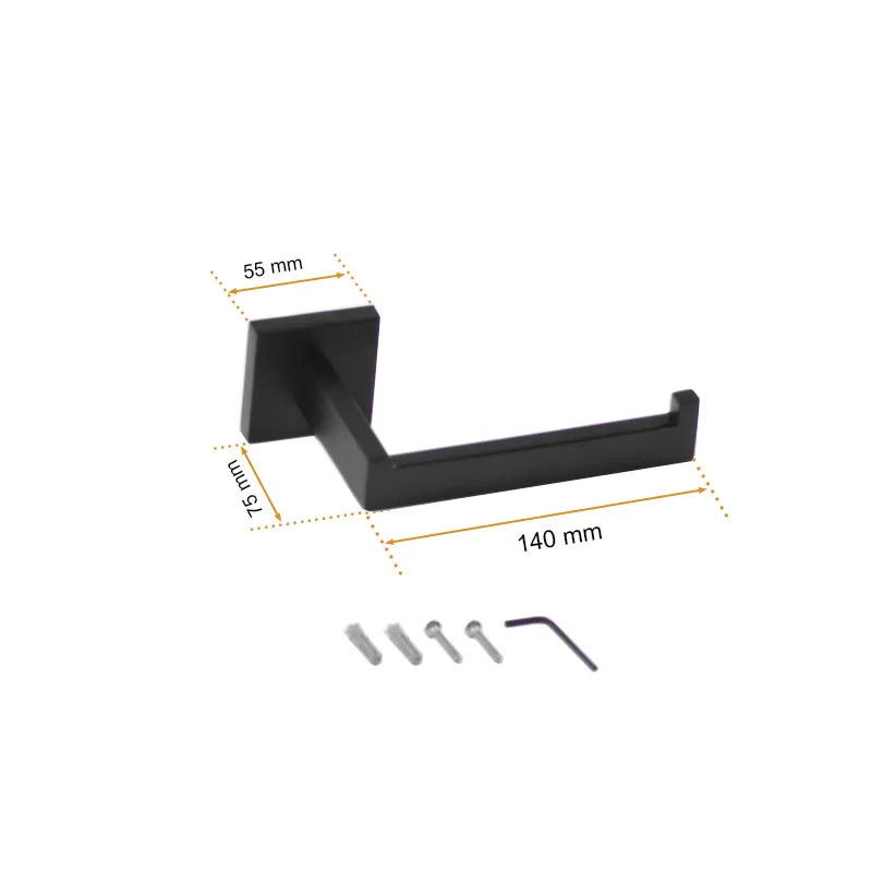 Black Bathroom Stainless Steel Wall Rack Towel Rack