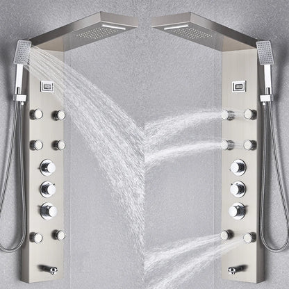 Black Bath Shower Thermostatic Mixer Shower Panel Rainfall