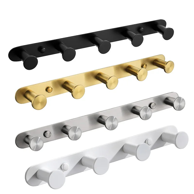 Brushed Gold/White/Matte Black Stainless Steel Hooks Bathroom