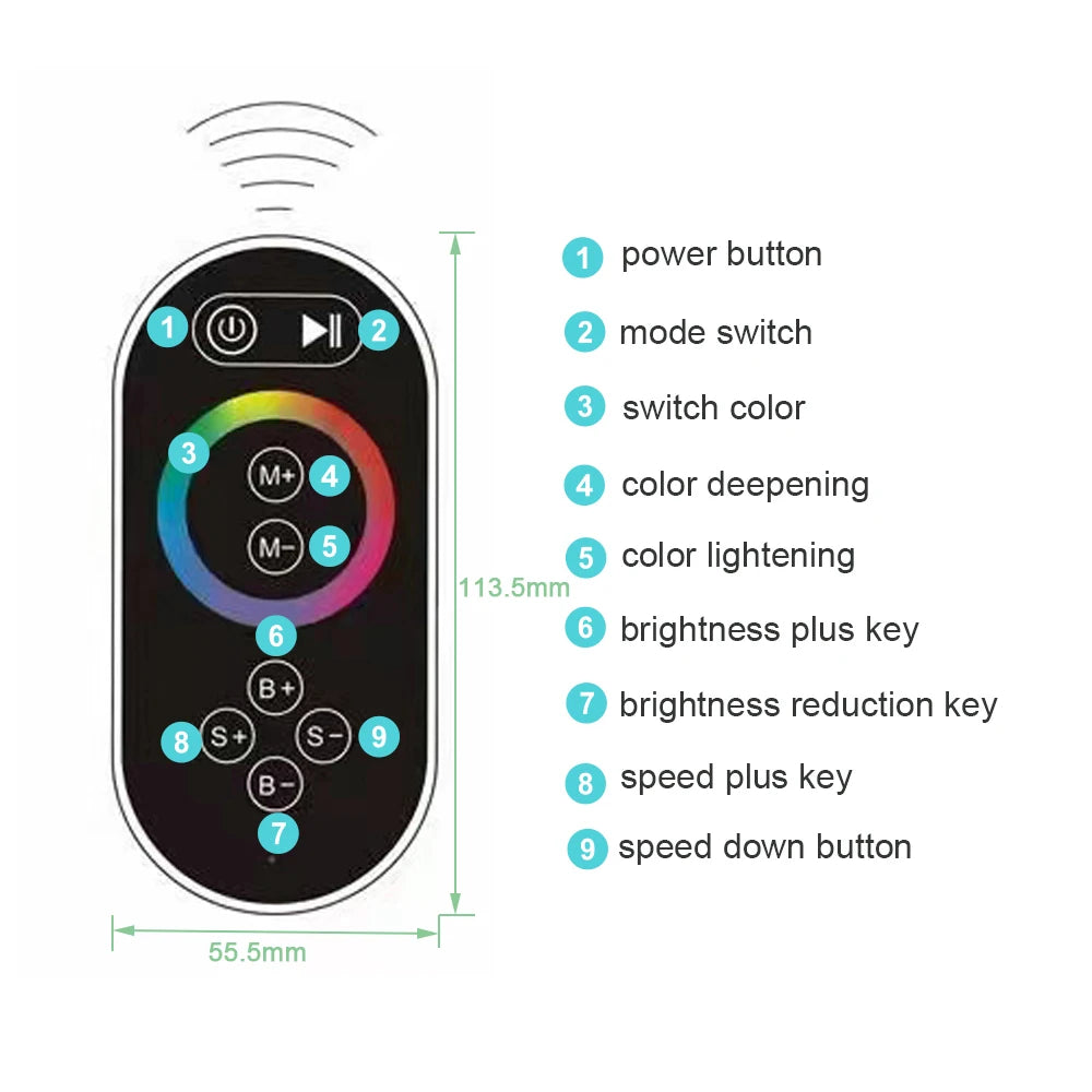 Black Embedded Ceiling Shower Head Intelligent Remote Control