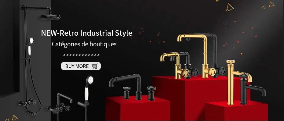 Basin Faucets Retro Industrial Style Matte Black Brass