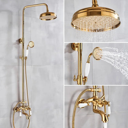Gold Shower Faucet Bath Shower Mixer Tap Rainfall