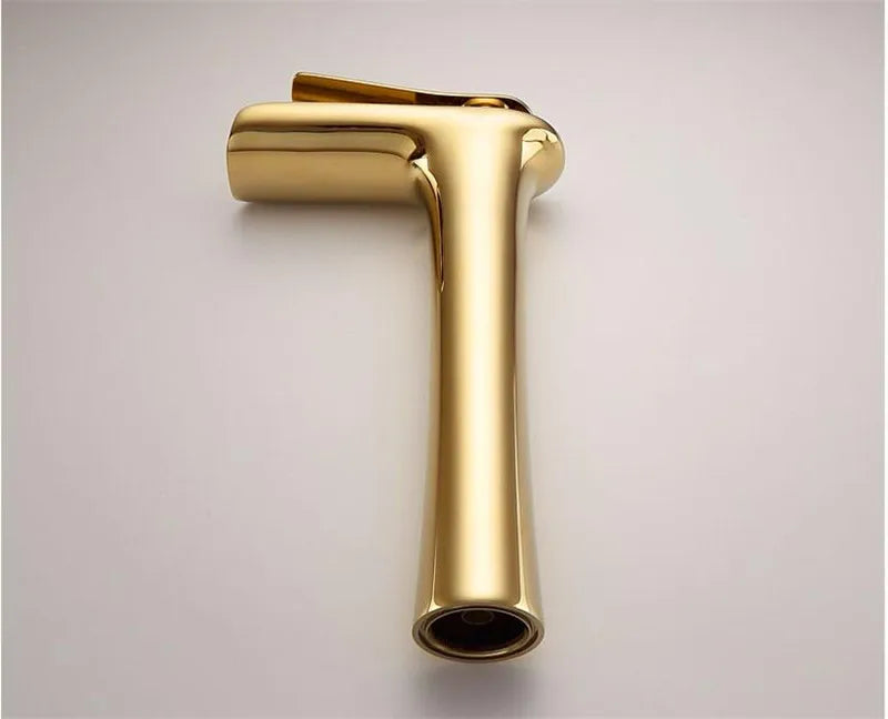 Basin Faucet Gold Waterfall Faucet Brass Bathroom Faucet