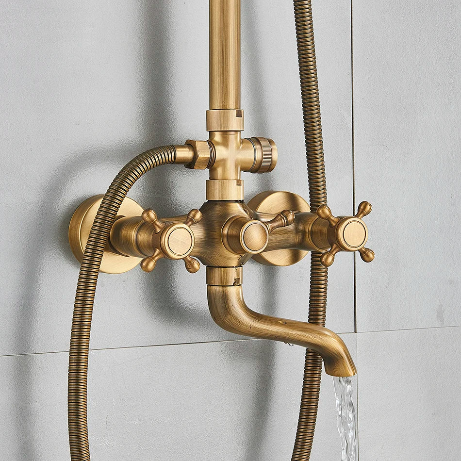 Antique Brass Bathroom Shower Faucet Bath Shower Mixer