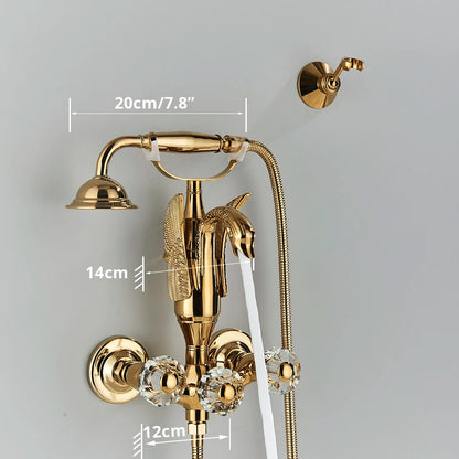 Luxury Golden Bathroom Swan Bathtub Faucet Wall Mounted