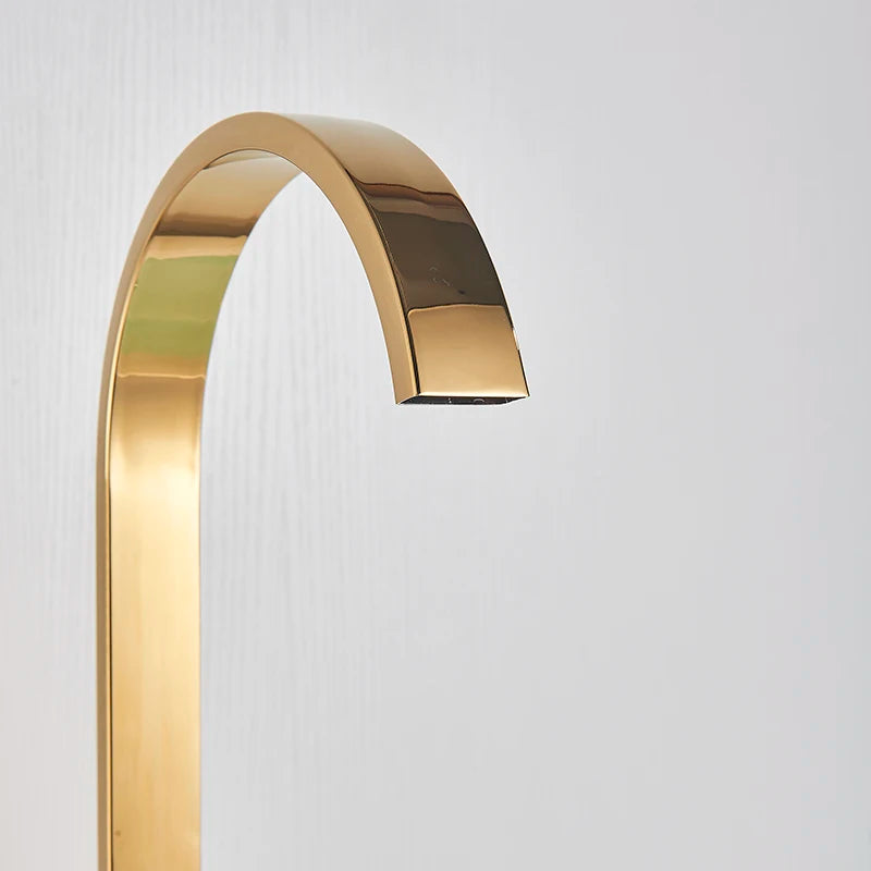 Shbshaimy Golden Floor Bathroom Bathtub Faucet Handshower Cold