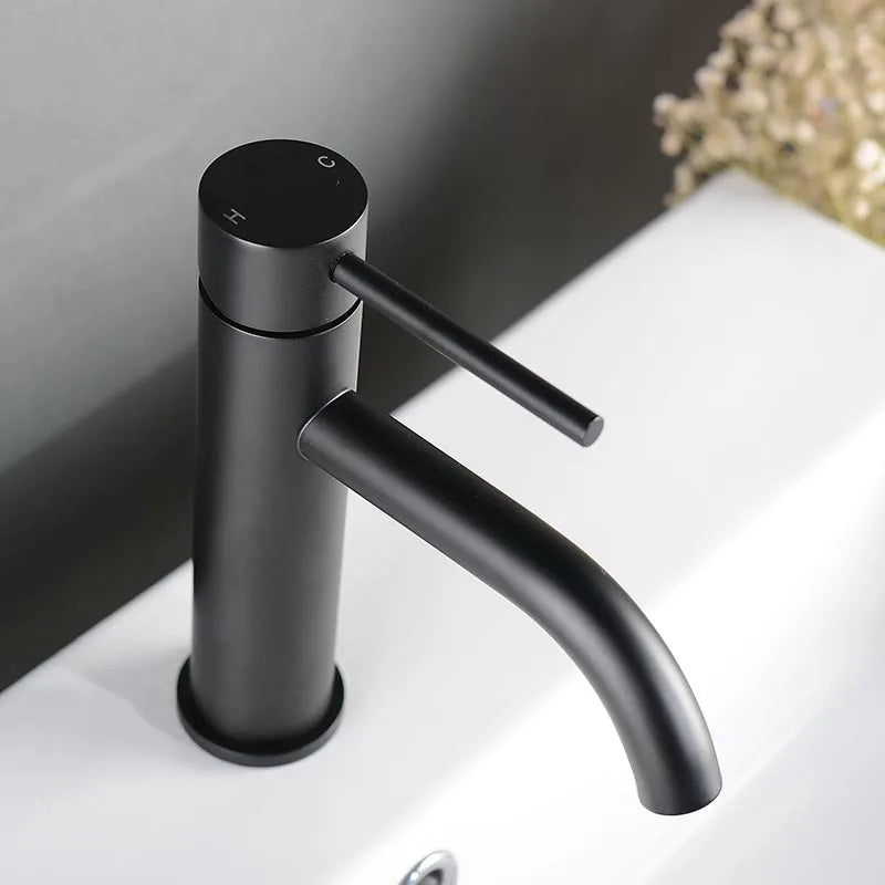 Brushed Rose Gold Bathroom Sink Faucet Deck Mounted