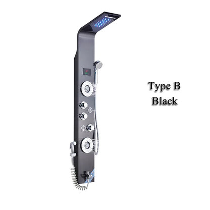Ulgksd Black/Brushed Bathroom Shower Faucet Led Shower Panel