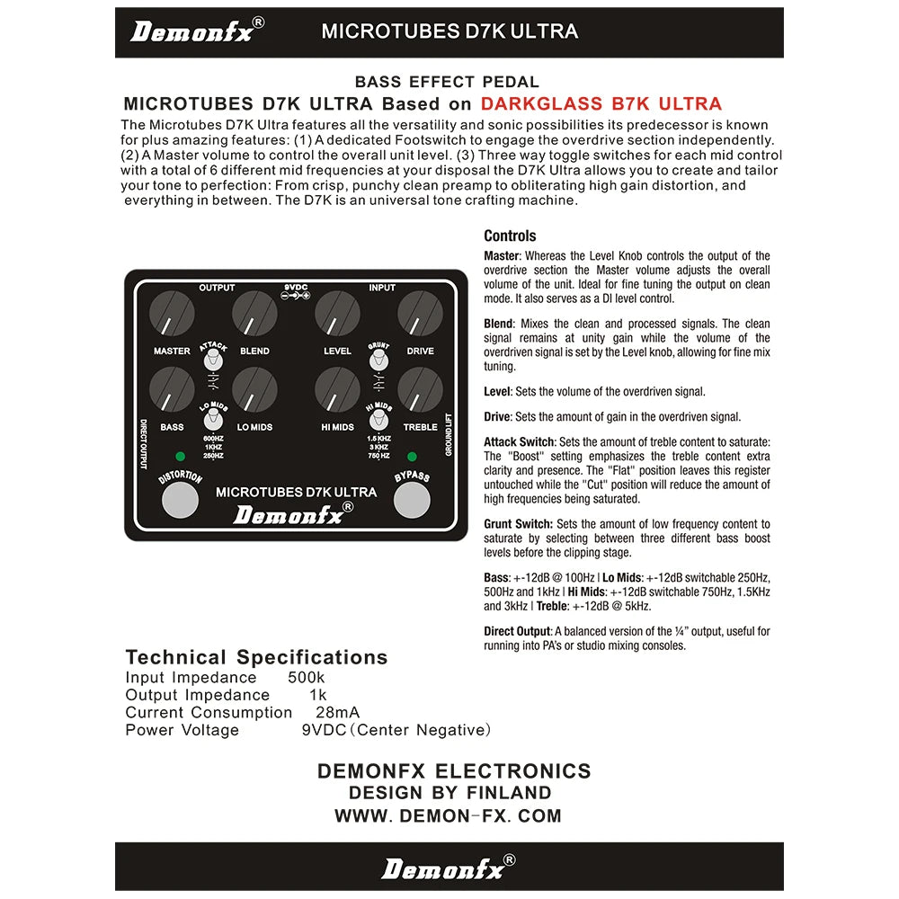 Demonfx Guitar Effect Pedal K-C At-Ds Freedman Be-Odx