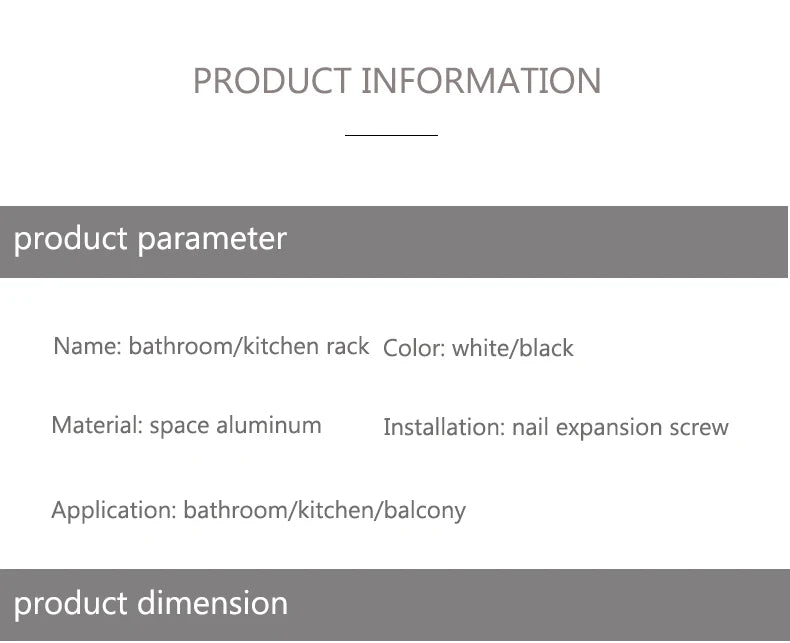 Black / White Bathroom Shelf Shampoo Holder Storage