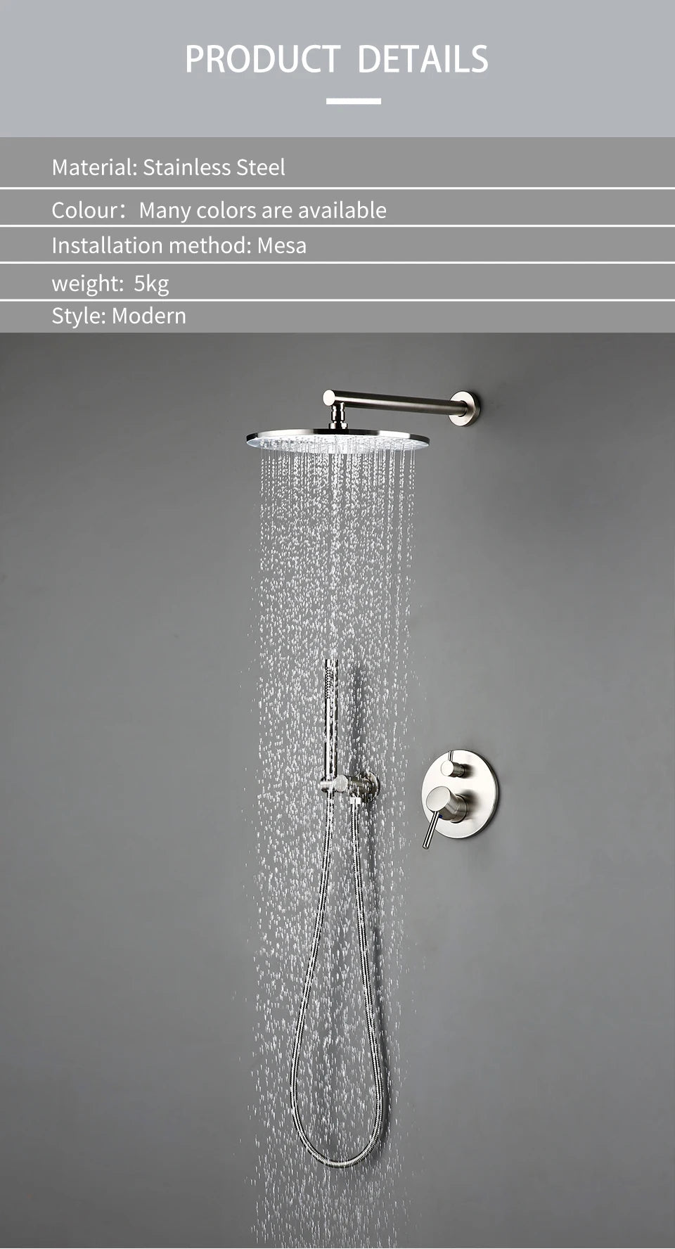 Bagnolux Shower Brass Drawing Concealed Wall Hanging Top
