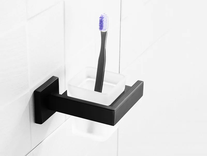 Black Bathroom Stainless Steel Wall Rack Towel Rack