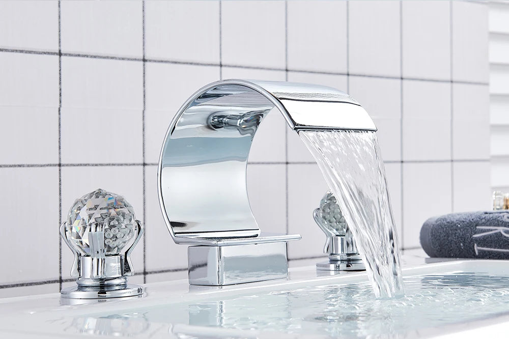 Wanmivezlo Waterfall Bathroom Basin Faucet Deck Mounted Cold