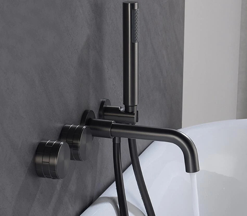 Bathroom Shower Faucet Black Mixer Valve Brushed Gold