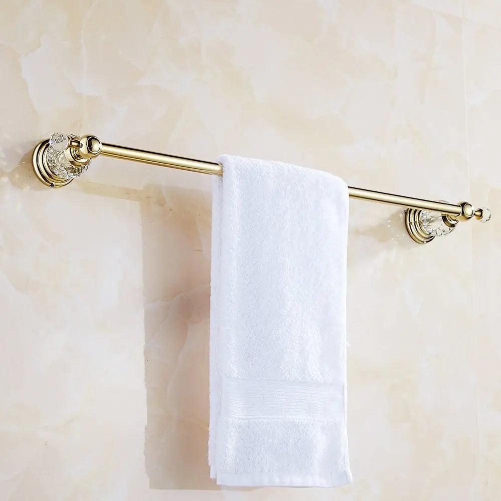 Pieces Chrome Gold Polished Bathroom Sets Brass&Crystal Towel