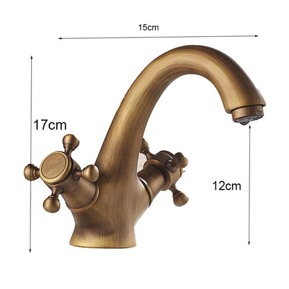 Basin Faucet Dual Handle Hole Deck Mounted Brass