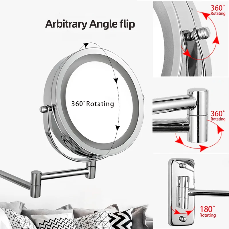 Folding Arm Extend Bathroom Mirror Led Light Inch