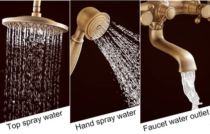 Antique Rain Shower Faucets Hand Brass Wall Mounted