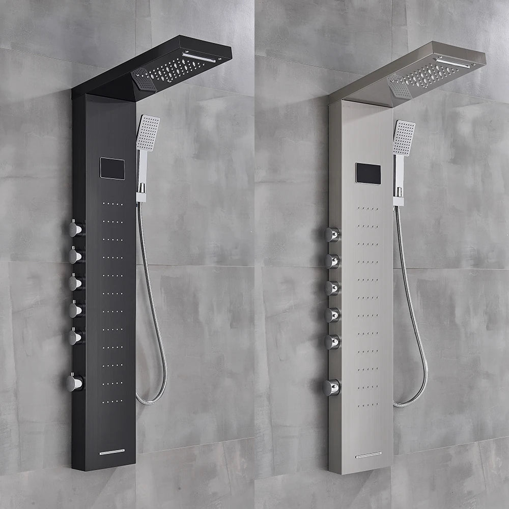 Bathroom Led Light Rain Waterfall Shower Panel Faucet