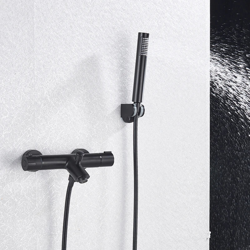 Chrome Telephone Type Wall-Mounted Thermostatic Shower Faucet
